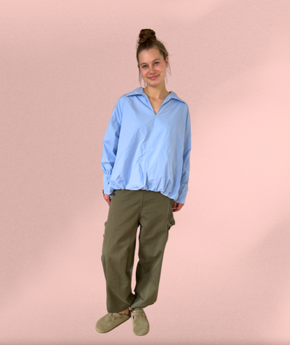 Popelinebluse Comfy "Blau"