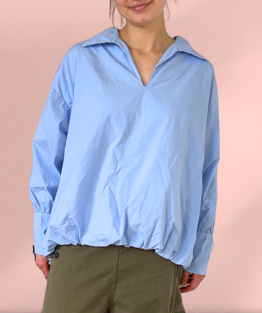 Popelinebluse Comfy "Blau"