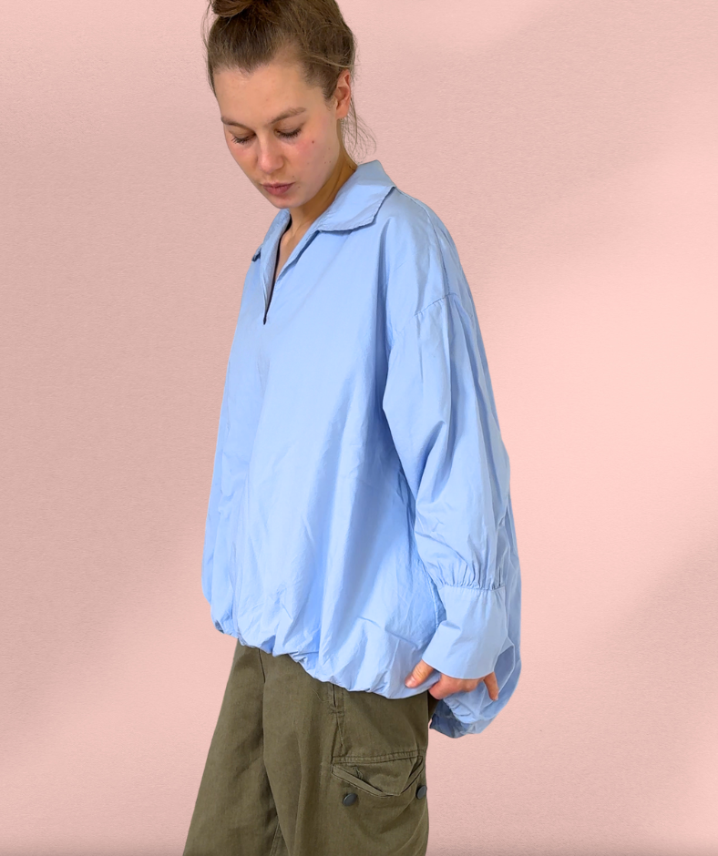 Popelinebluse Comfy "Blau"