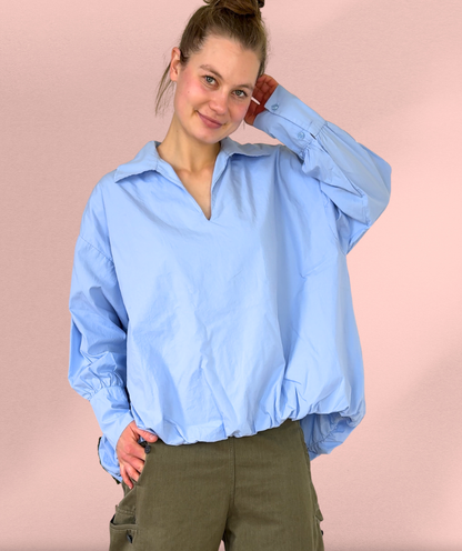 Popelinebluse Comfy "Blau"