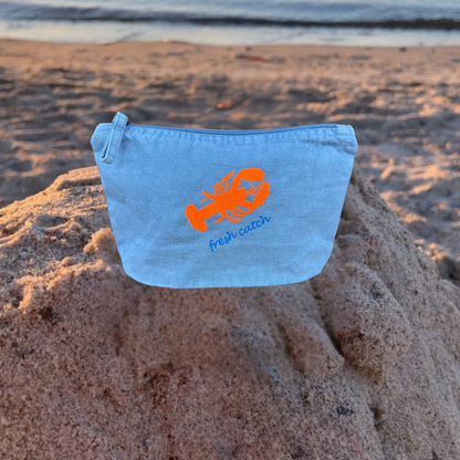 Kulturtasche verwaschenes Blau "fresh catch"