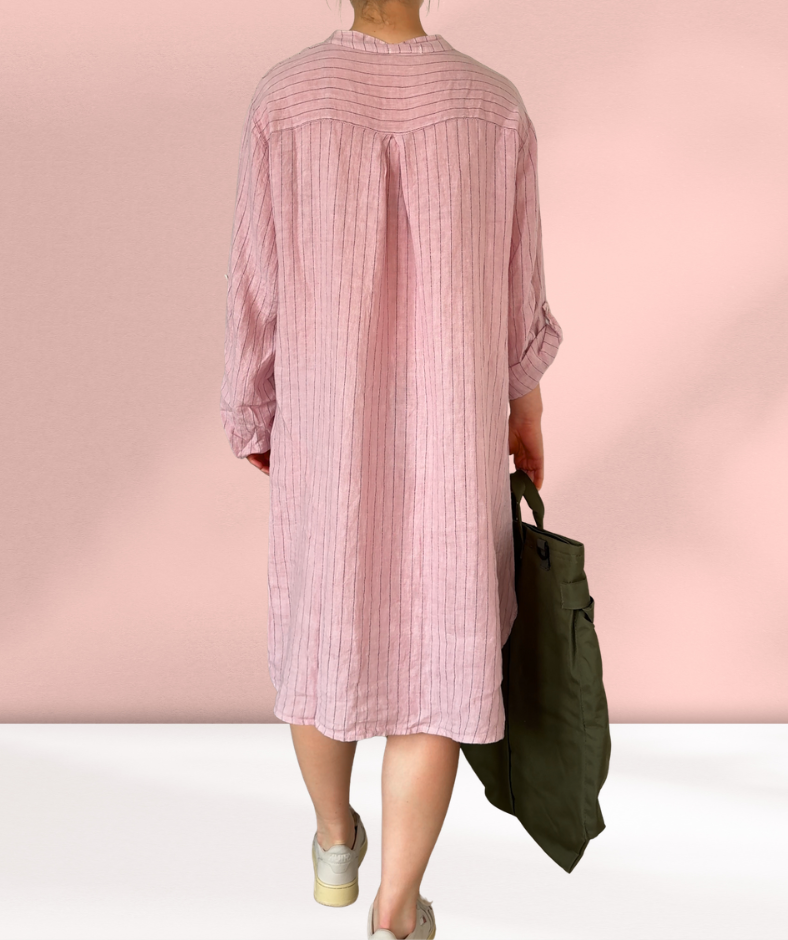 Leinenkleid gestreift "Rosa"