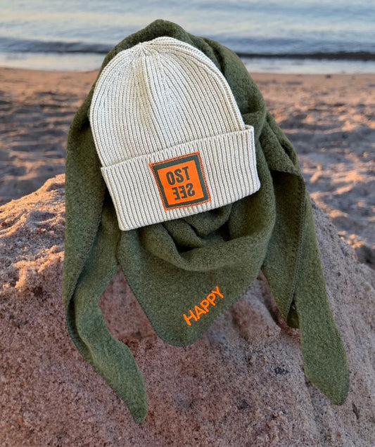 Dreieckstuch Khaki "HAPPY"