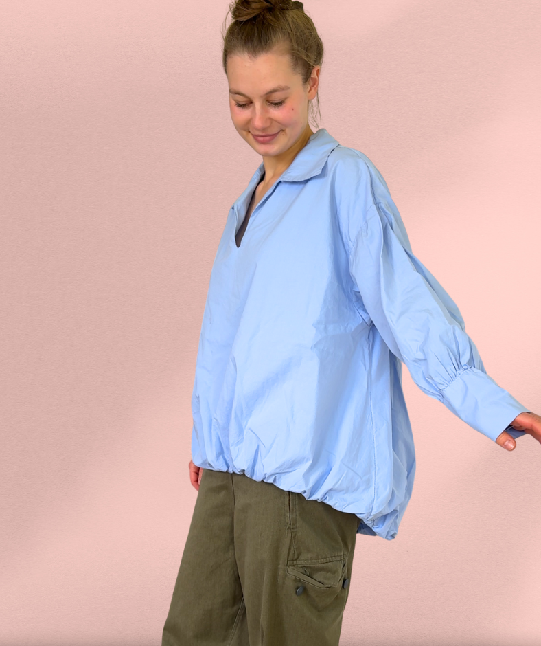 Popelinebluse Comfy "Blau"