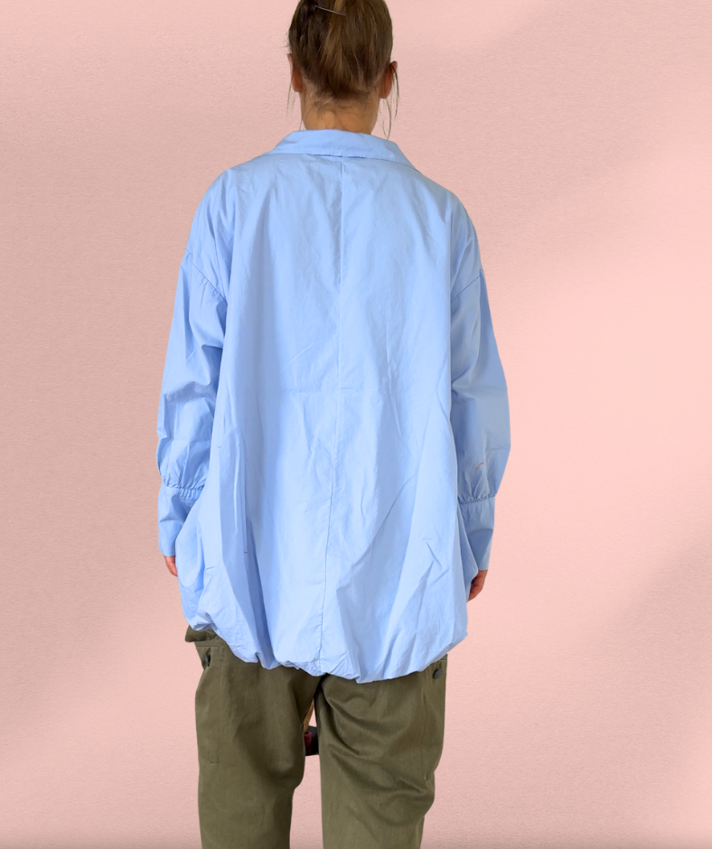 Popelinebluse Comfy "Blau"