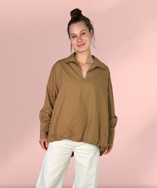 Popelinebluse Comfy "Beige"