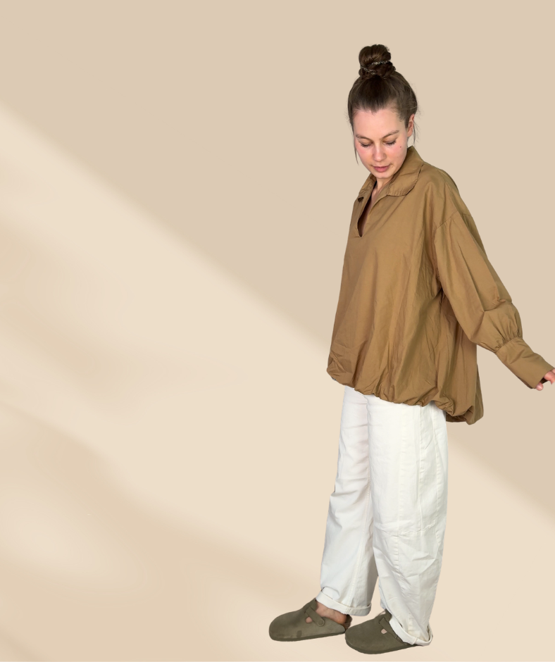 Popelinebluse Comfy "Beige"