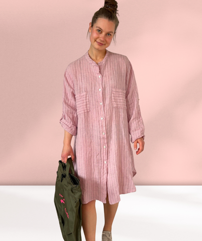 Leinenkleid gestreift "Rosa"