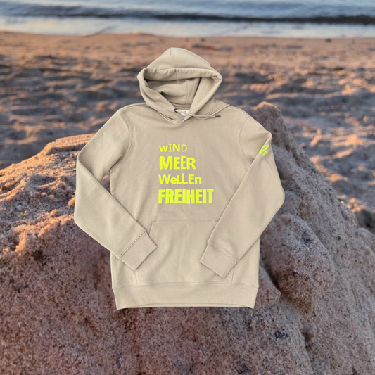 Hoodie Cappuccino "Wind Meer Wellen Freiheit" - butteryellow