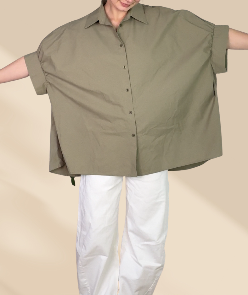 Popelinebluse Kurzarm