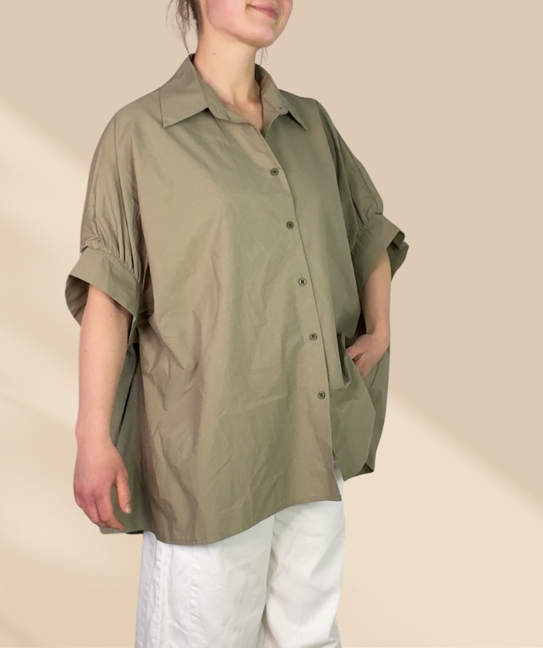 Popelinebluse Kurzarm