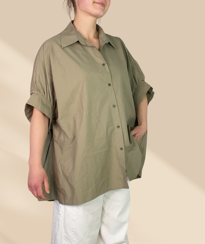 Popelinebluse Kurzarm
