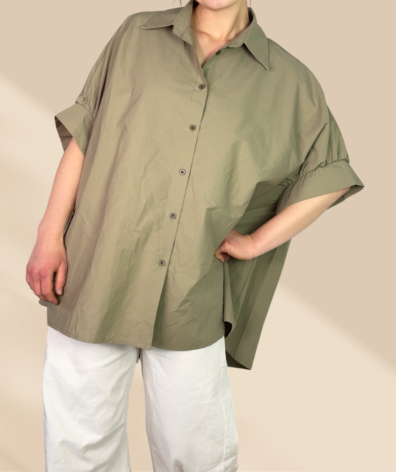 Popelinebluse Kurzarm