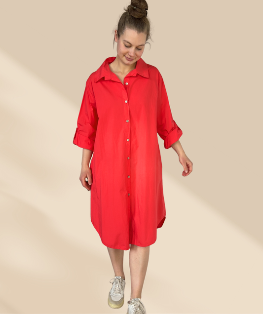 Popelinekleid light Rot
