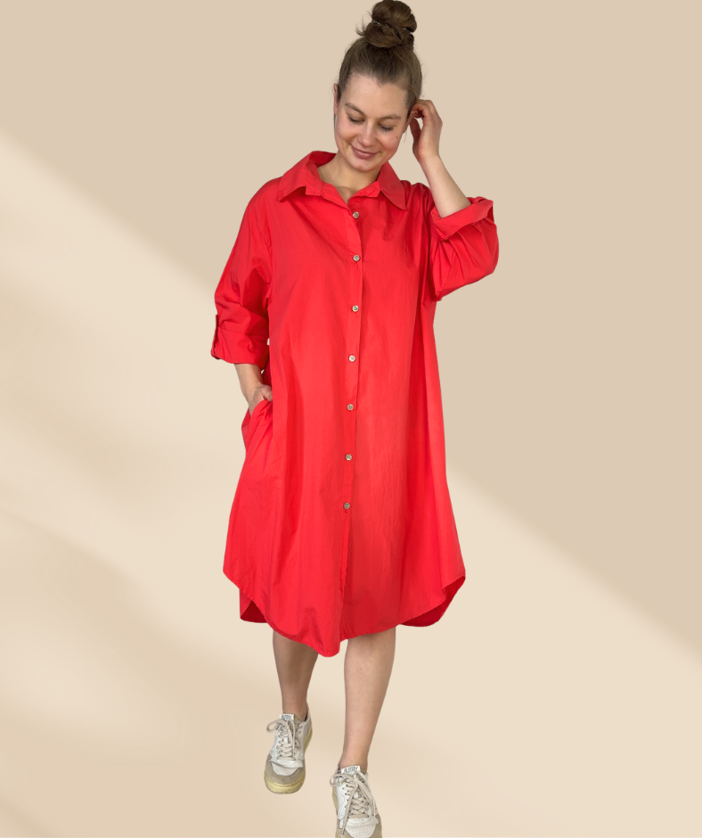 Popelinekleid light Rot
