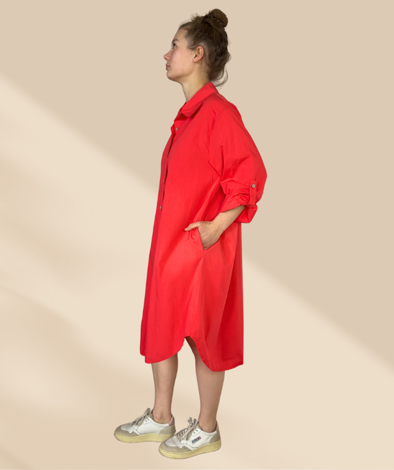 Popelinekleid light Rot