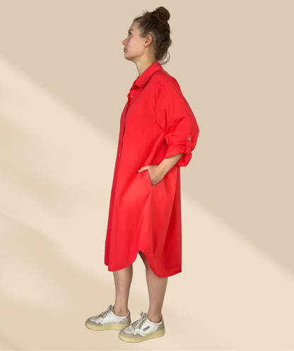Popelinekleid light Rot
