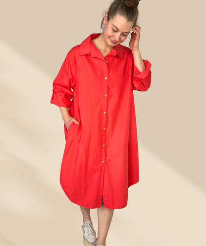 Popelinekleid light Rot
