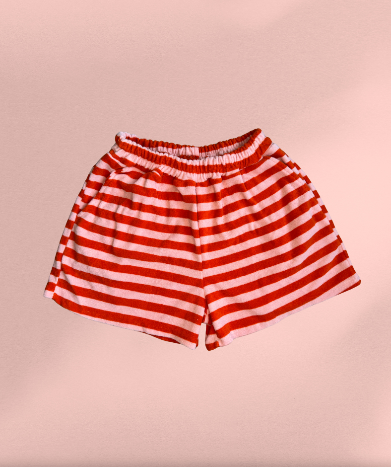 Frotteeshorts gestreift "Rosa-Orange/Rot"