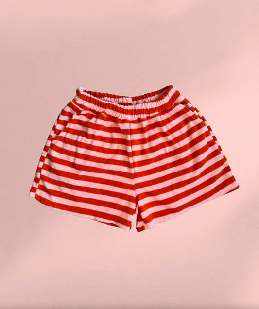 Frotteeshorts gestreift "Rosa-Orange/Rot"