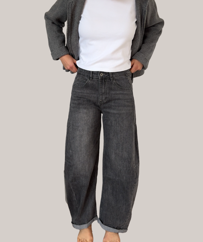 Jeans barrel leg  "grau"