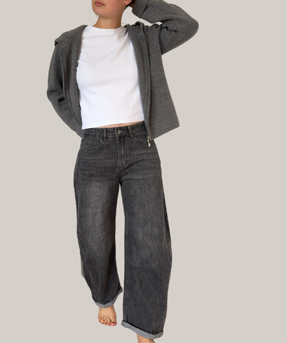 Jeans barrel leg  "grau"