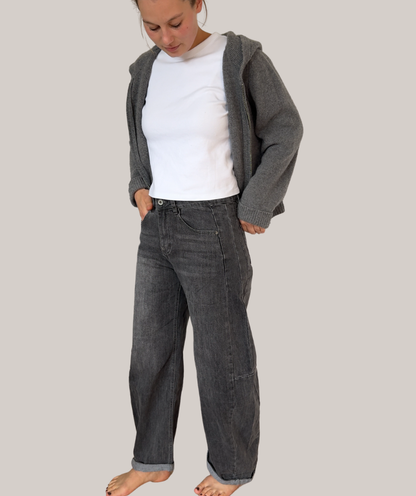 Jeans barrel leg  "grau"