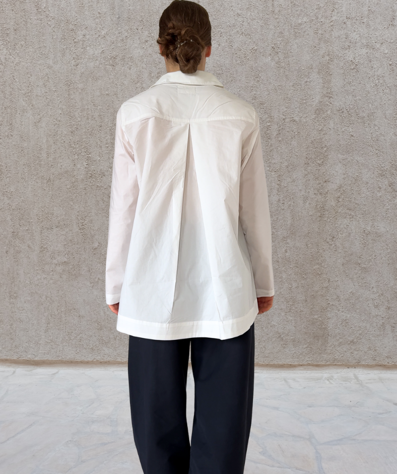 Popeline Bluse V-neck "Weiß"