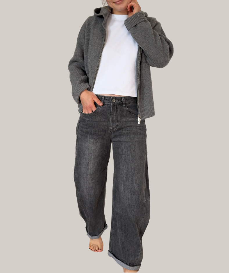 Jeans barrel leg  "grau"