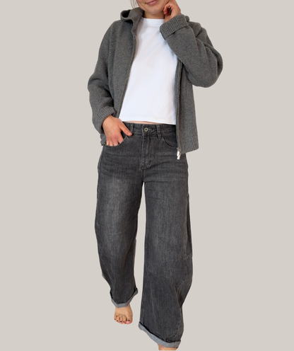 Jeans barrel leg  "grau"