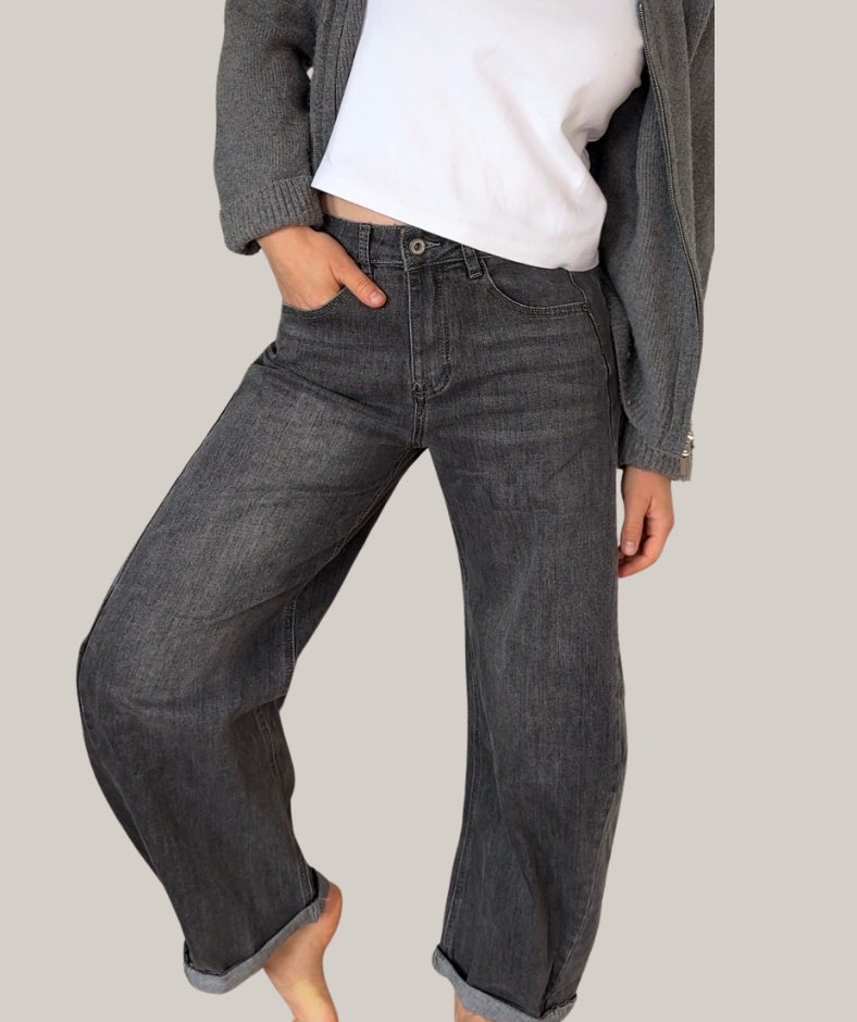 Jeans barrel leg  "grau"