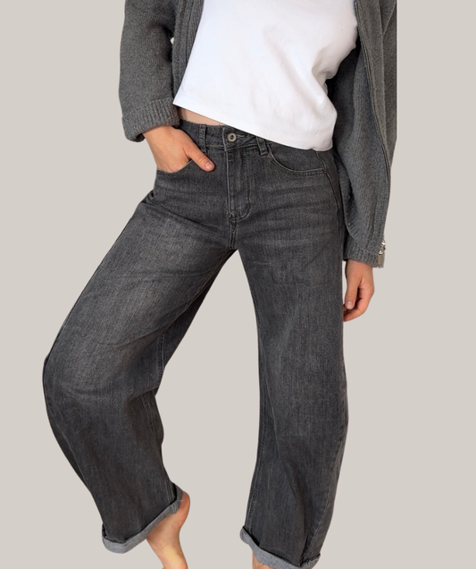 Jeans barrel leg  "grau"