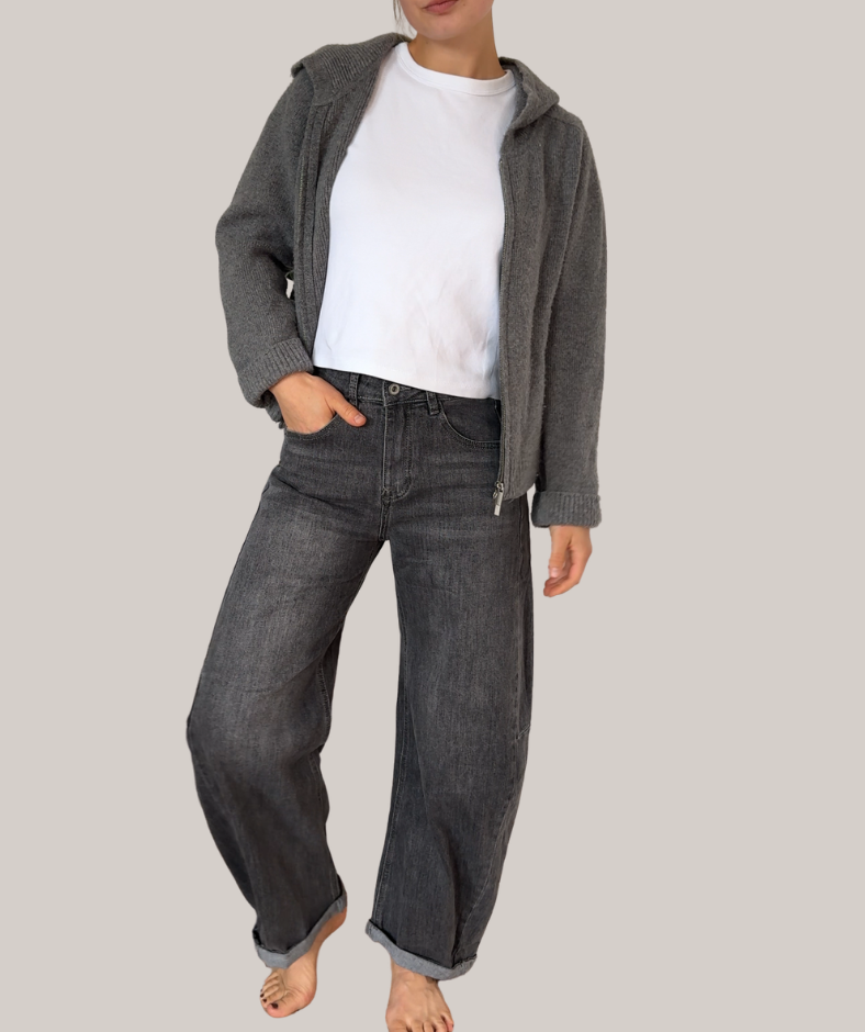 Jeans barrel leg  "grau"
