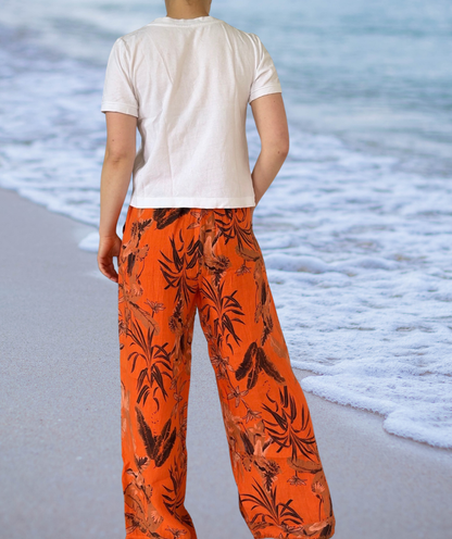 Leinenhose Flowerpower "Orange"