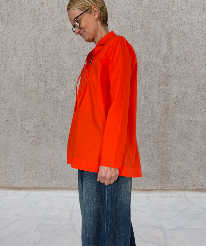 Popeline Bluse V-neck "Orange"