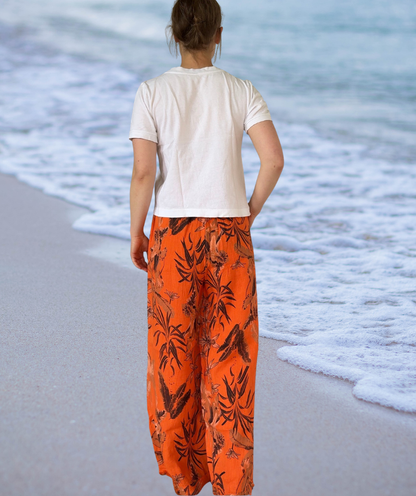 Leinenhose Flowerpower "Orange"