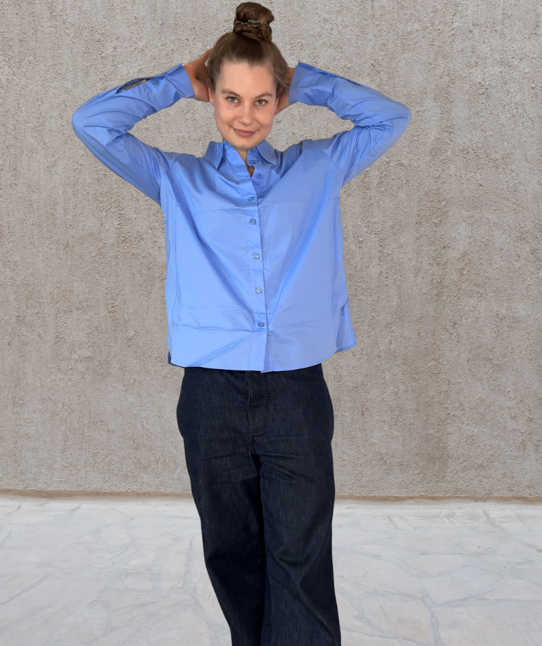 Popeline Hemd Blau