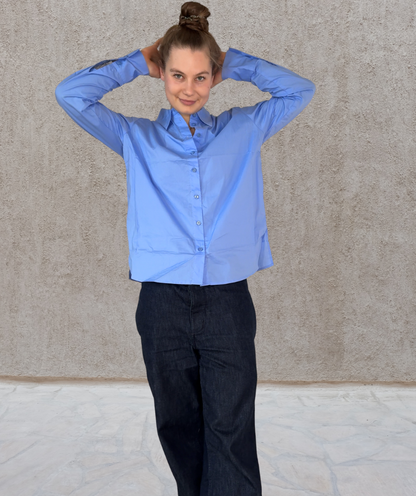Popeline Hemd Blau
