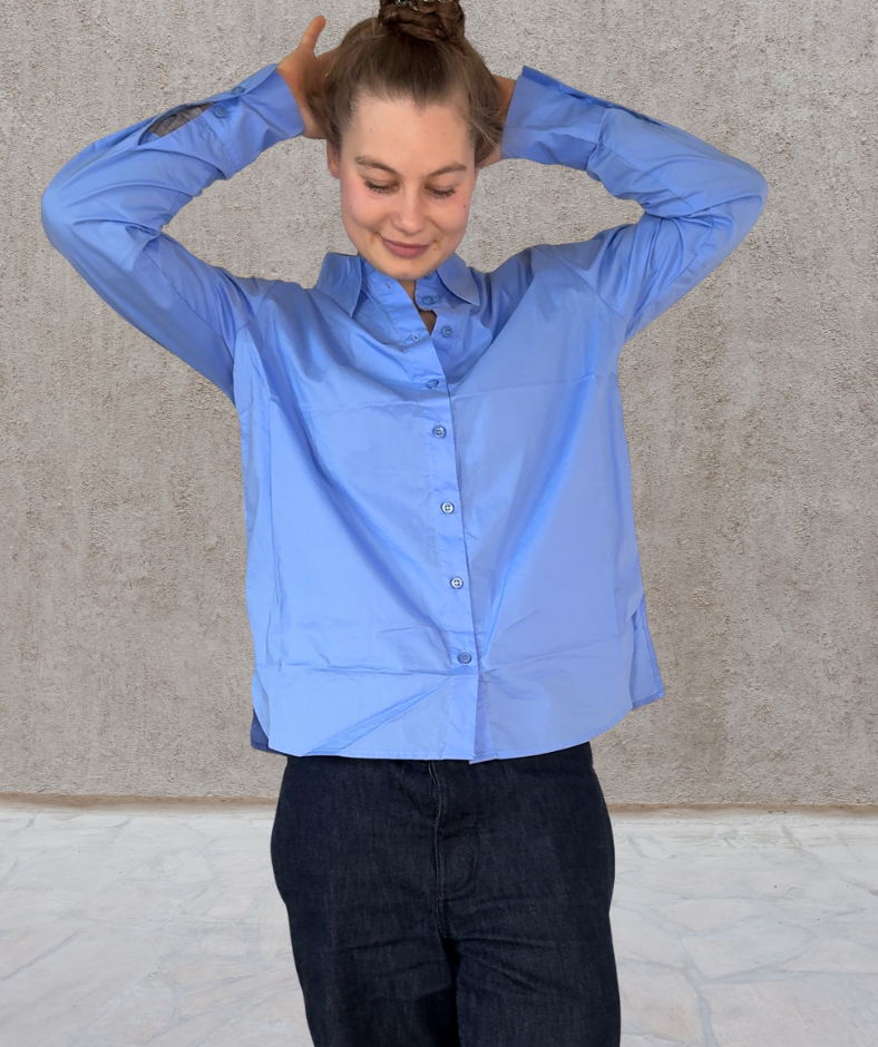 Popeline Hemd Blau