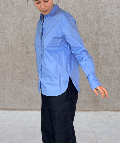 Popeline Hemd Blau
