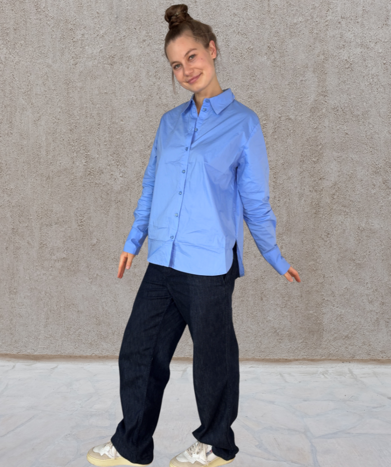 Popeline Hemd Blau