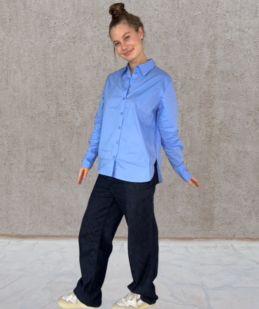 Popeline Hemd Blau