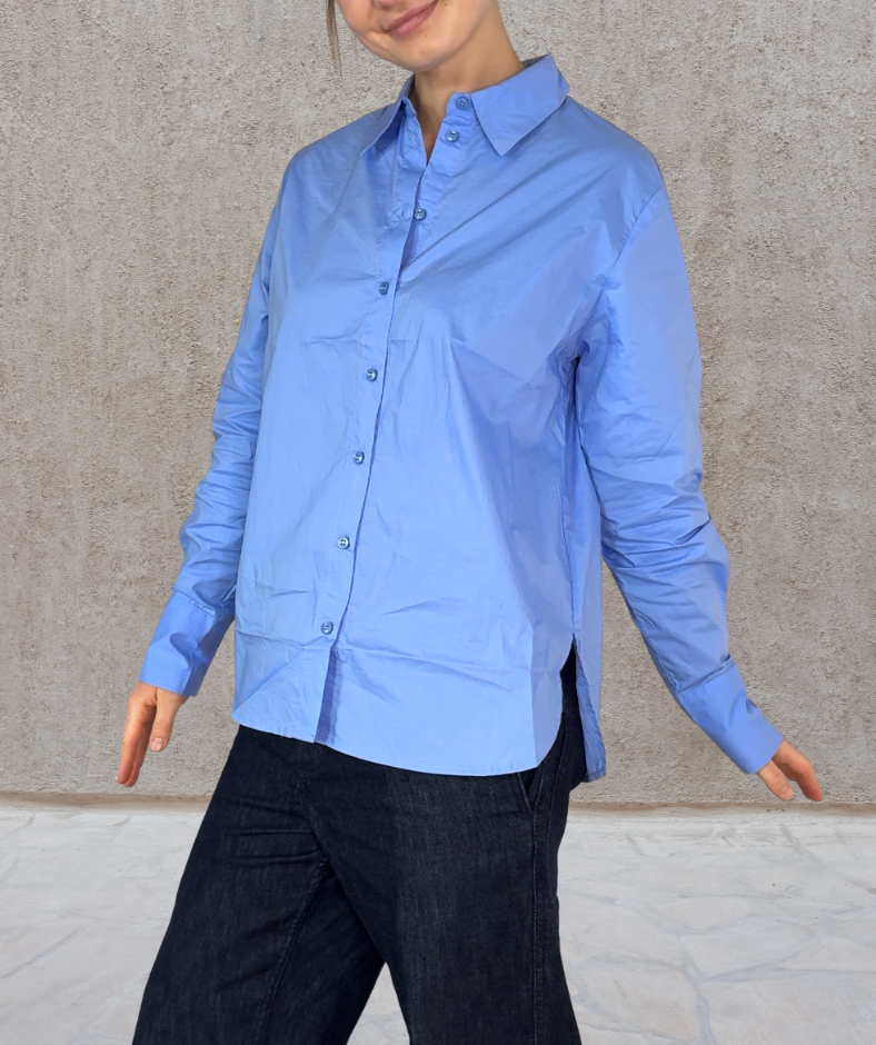Popeline Hemd Blau
