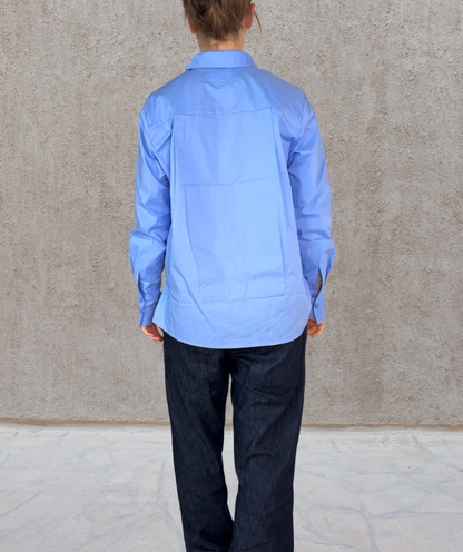 Popeline Hemd Blau
