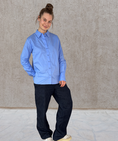 Popeline Hemd Blau