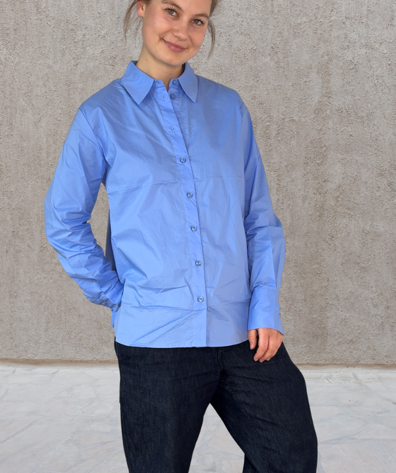 Popeline Hemd Blau