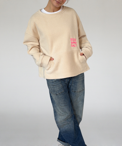 Fleecesweater mit Kangurutasche sand „Landgang“