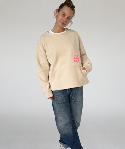 Fleecesweater mit Kangurutasche sand „Landgang“