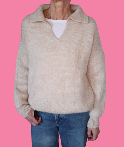 Strickpullover mit Kragen "Beige"