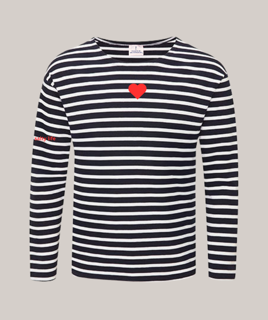 Ringelshirt navyblau weiß "Herz" / salty life